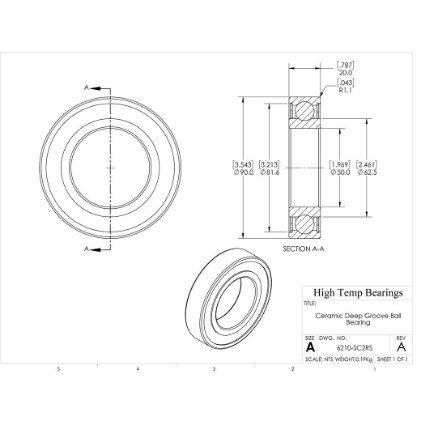 Picture of 50mm 6210 Deep Groove Ceramic SiC Sealed Bearing