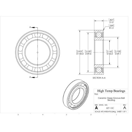 Picture of 55mm 6211 Deep Groove Ceramic SiC Open Bearing