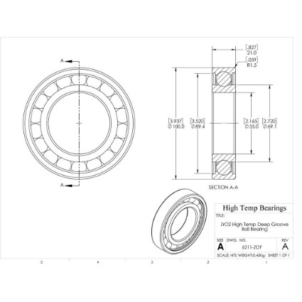 Picture of 55mm 6211 High Temperature 400 °C Ceramic Bearing