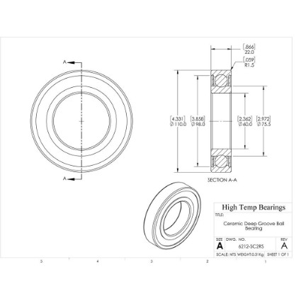 Picture of 60mm 6212 Deep Groove Ceramic SiC Sealed Bearing