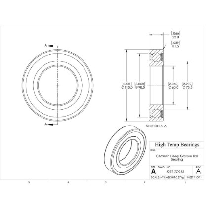 Picture of 60mm 6212 Deep Groove Ceramic ZrO2 Sealed Bearing