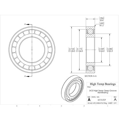Picture of 65mm 6213 High Temperature 400 °C Ceramic Bearing