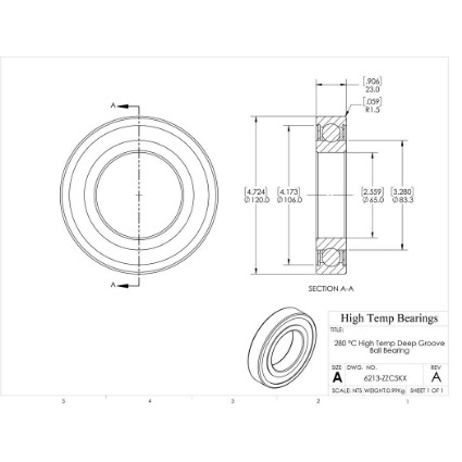 Picture of 65mm 6213 High Temperature 280 °C Shielded ZZ C5 Bearing