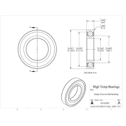 Picture of 70mm 6214 Deep Groove Sealed Ball Bearing