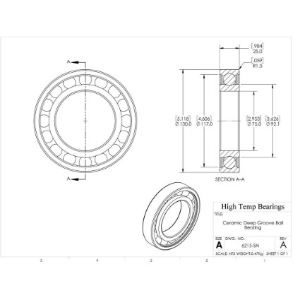 Picture of 75mm 6215 Deep Groove Ceramic Si3N4 Open Bearing