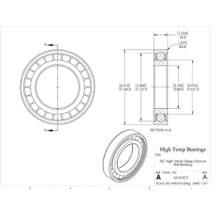 Picture of 80mm 6216 High Temperature 1200 °C Ceramic Bearing