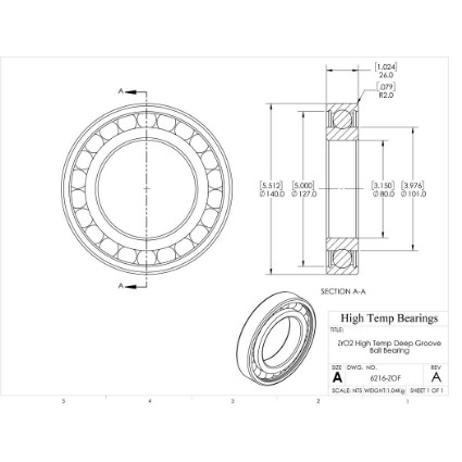 Picture of 80mm 6216 High Temperature 400 °C Ceramic Bearing
