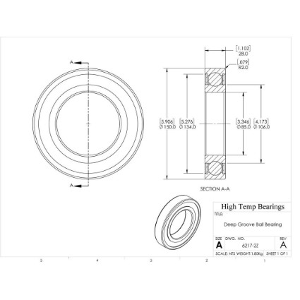 Picture of 85mm 6217 Deep Groove Shielded ZZ Ball Bearing