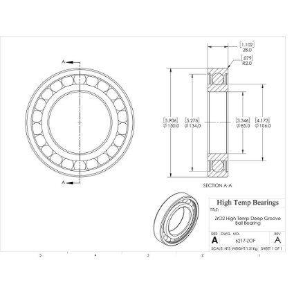 Picture of 85mm 6217 High Temperature 400 °C Ceramic Bearing