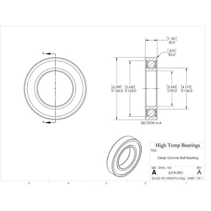 Picture of 90mm 6218 Deep Groove Sealed Ball Bearing