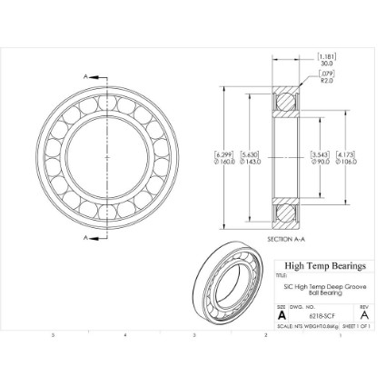 Picture of 90mm 6218 High Temperature 1200 °C Ceramic Bearing