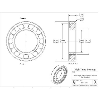 Picture of 90mm 6218 High Temperature 800 °C Ceramic Bearing