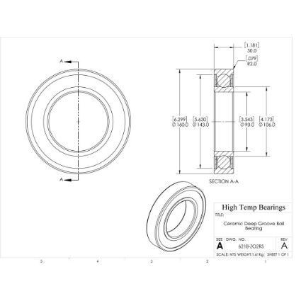 Picture of 90mm 6218 Deep Groove Ceramic ZrO2 Sealed Bearing