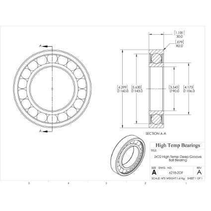 Picture of 90mm 6218 High Temperature 400 °C Ceramic Bearing