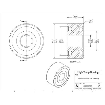 Picture of 10mm 62200 Deep Groove Sealed Ball Bearing