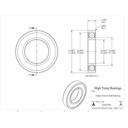 Picture of 100mm 6220 Deep Groove Sealed Ball Bearing