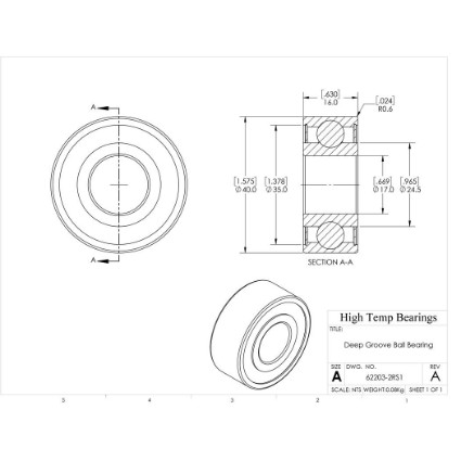 Picture of 17mm 62203 Deep Groove Sealed Ball Bearing