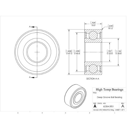 Picture of 20mm 62204 Deep Groove Sealed Ball Bearing