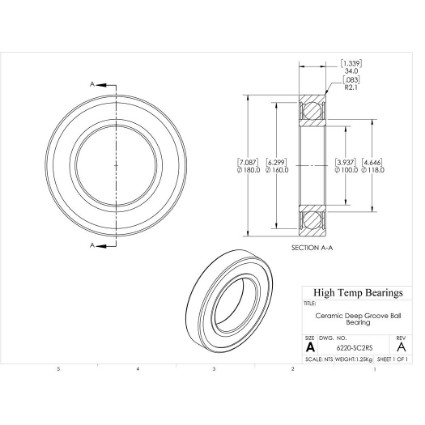 Picture of 100mm 6220 Deep Groove Ceramic SiC Sealed Bearing