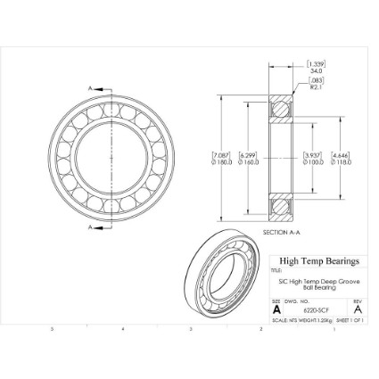 Picture of 100mm 6220 High Temperature 1200 °C Ceramic Bearing
