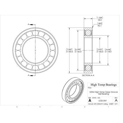 Picture of 100mm 6220 High Temperature 800 °C Ceramic Bearing