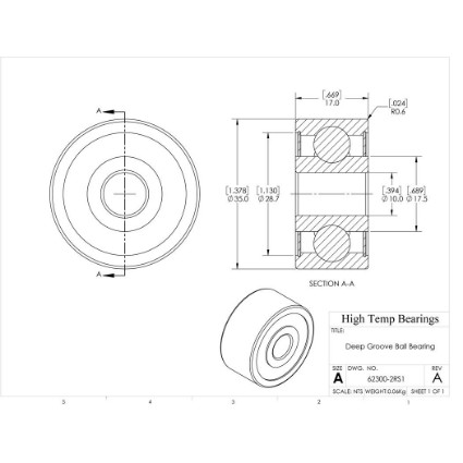 Picture of 10mm 62300 Deep Groove Sealed Ball Bearing
