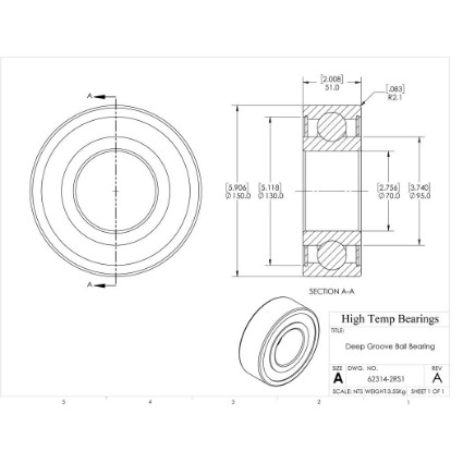 Picture of 70mm 62314 Deep Groove Sealed Ball Bearing