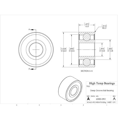 Picture of 10mm 63000 Deep Groove Sealed Ball Bearing