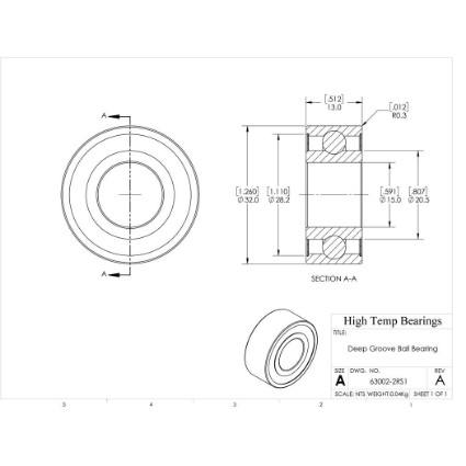 Picture of 15mm 63002 Deep Groove Sealed Ball Bearing