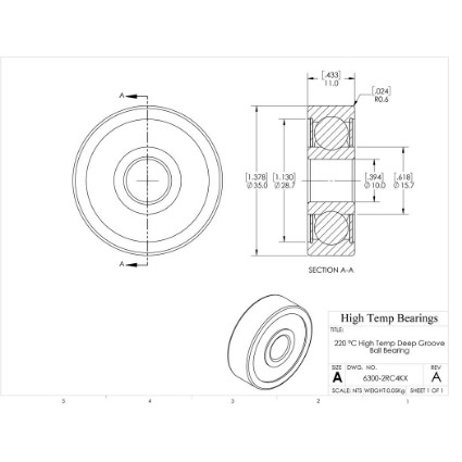 Picture of 10mm 6300 High Temperature 220 °C Sealed C4 Bearing