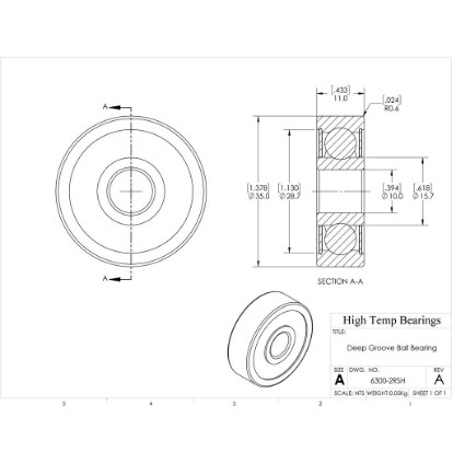 Picture of 10mm 6300 Deep Groove Sealed Ball Bearing