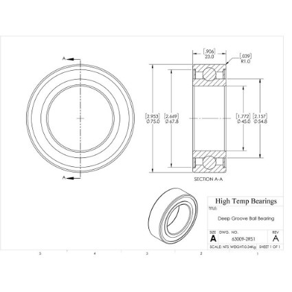 Picture of 45mm 63009 Deep Groove Sealed Ball Bearing