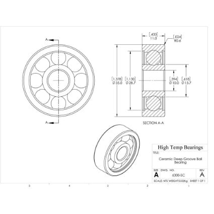 Picture of 10mm 6300 Deep Groove Ceramic SiC Open Bearing