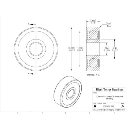 Picture of 10mm 6300 Deep Groove Ceramic SiC Sealed Bearing