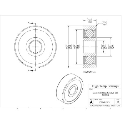 Picture of 10mm 6300 Deep Groove Ceramic Si3N4 Sealed Bearing