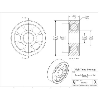 Picture of 10mm 6300 Deep Groove Ceramic ZrO2 Open Bearing