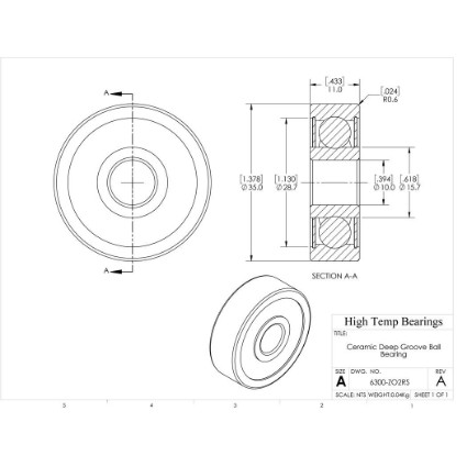 Picture of 10mm 6300 Deep Groove Ceramic ZrO2 Sealed Bearing