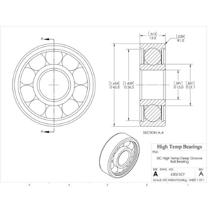 Picture of 15mm 6302 High Temperature 1200 °C Ceramic Bearing