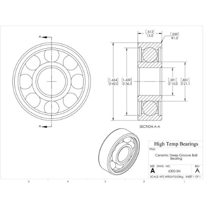 Picture of 15mm 6302 Deep Groove Ceramic Si3N4 Open Bearing
