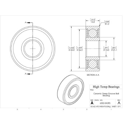 Picture of 15mm 6302 Deep Groove Ceramic Si3N4 Sealed Bearing