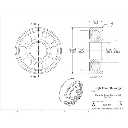 Picture of 15mm 6302 Deep Groove Ceramic ZrO2 Open Bearing