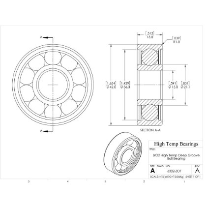 Picture of 15mm 6302 High Temperature 400 °C Ceramic Bearing
