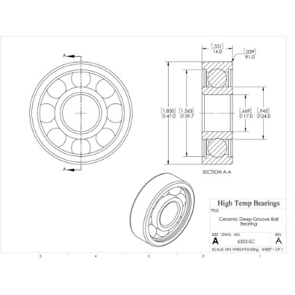 Picture of 17mm 6303 Deep Groove Ceramic SiC Open Bearing
