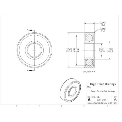 Picture of 20mm 6304 Deep Groove Sealed Ball Bearing