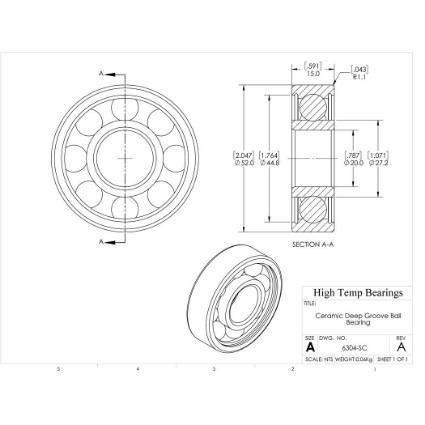 Picture of 20mm 6304 Deep Groove Ceramic SiC Open Bearing