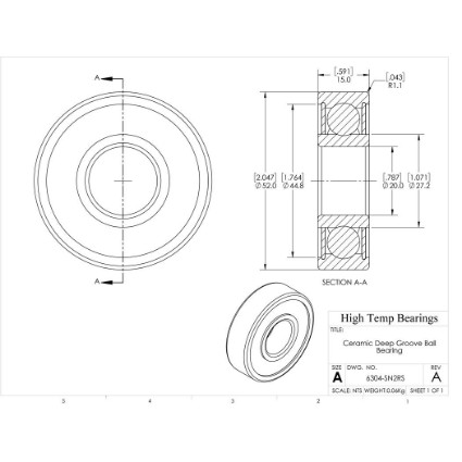 Picture of 20mm 6304 Deep Groove Ceramic Si3N4 Sealed Bearing