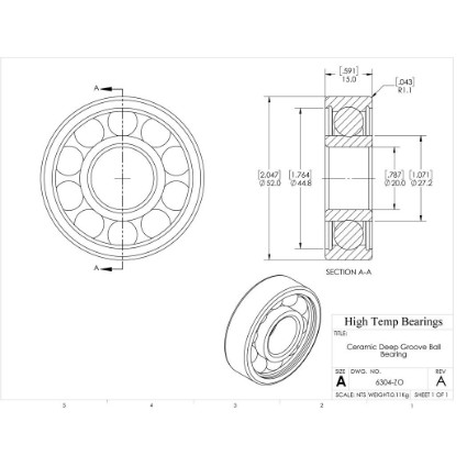 Picture of 20mm 6304 Deep Groove Ceramic ZrO2 Open Bearing