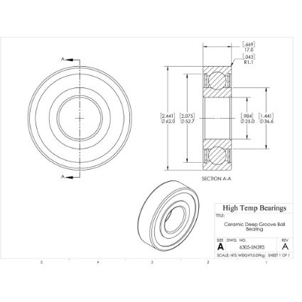 Picture of 25mm 6305 Deep Groove Ceramic Si3N4 Sealed Bearing