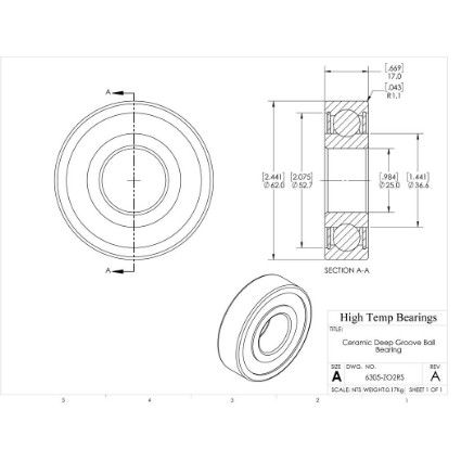 Picture of 25mm 6305 Deep Groove Ceramic ZrO2 Sealed Bearing