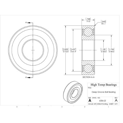 Picture of 30mm 6306 Deep Groove Shielded ZZ Ball Bearing